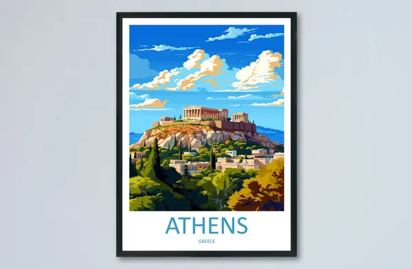 Athens Travel Poster, Greece Wall Decor