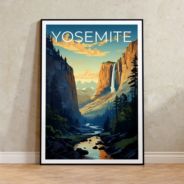 Yosemite Travel Poster, California Nature Art Print