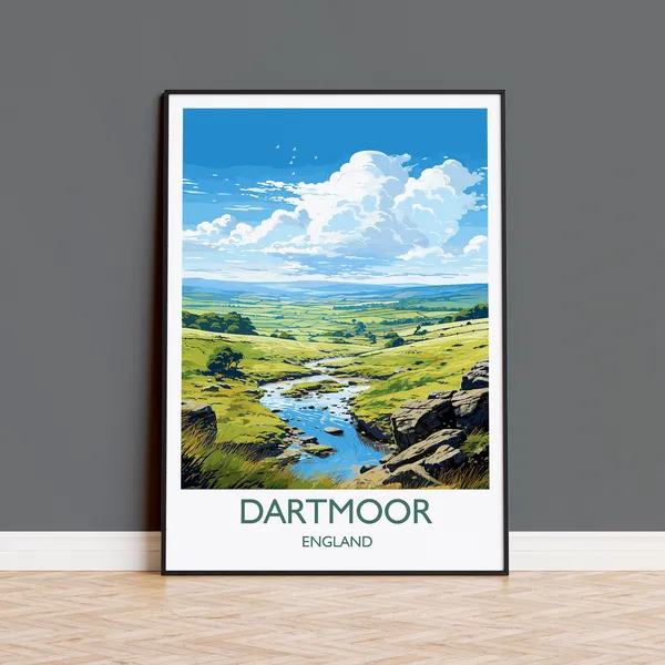 Dartmoor Travel Poster, English Countryside Art Print