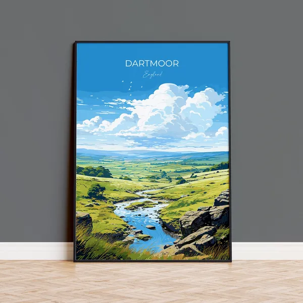 Dartmoor Travel Poster, English Countryside View