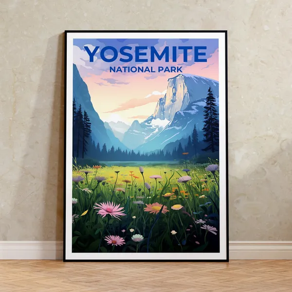 Yosemite Travel Poster, California Landscape Print
