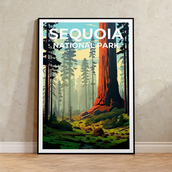 Sequoia California Travel Poster, Nature Art Print