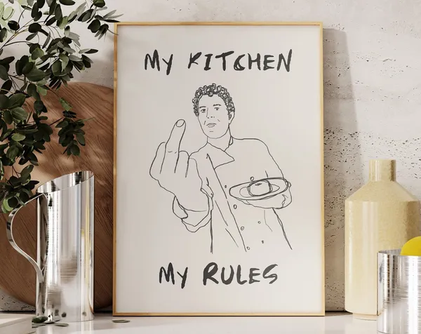 Kitchen Rules Retro Funny Kitchen Wall Art Print