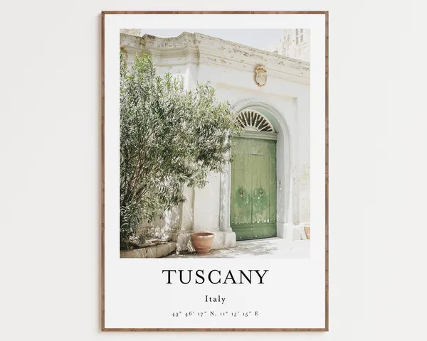 Tuscany Italy Cityscape Travel Poster, Room Decor