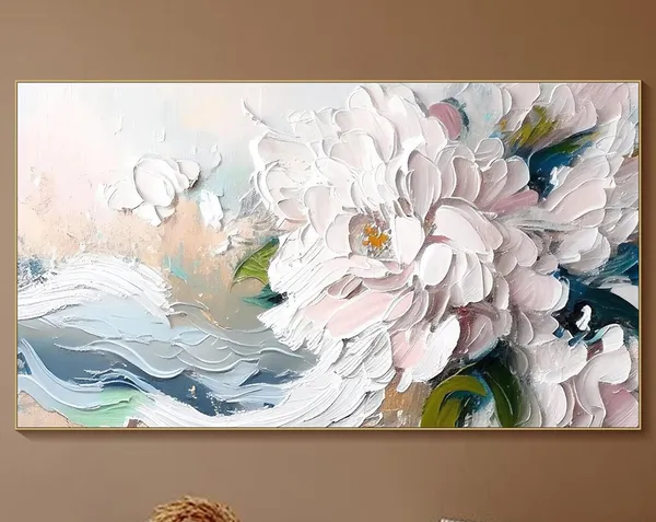 Abstract Flower Painting, Textured Spring Art Print