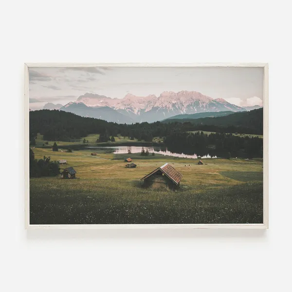 Cabin In Valley Wyoming Mountain Range Art Print