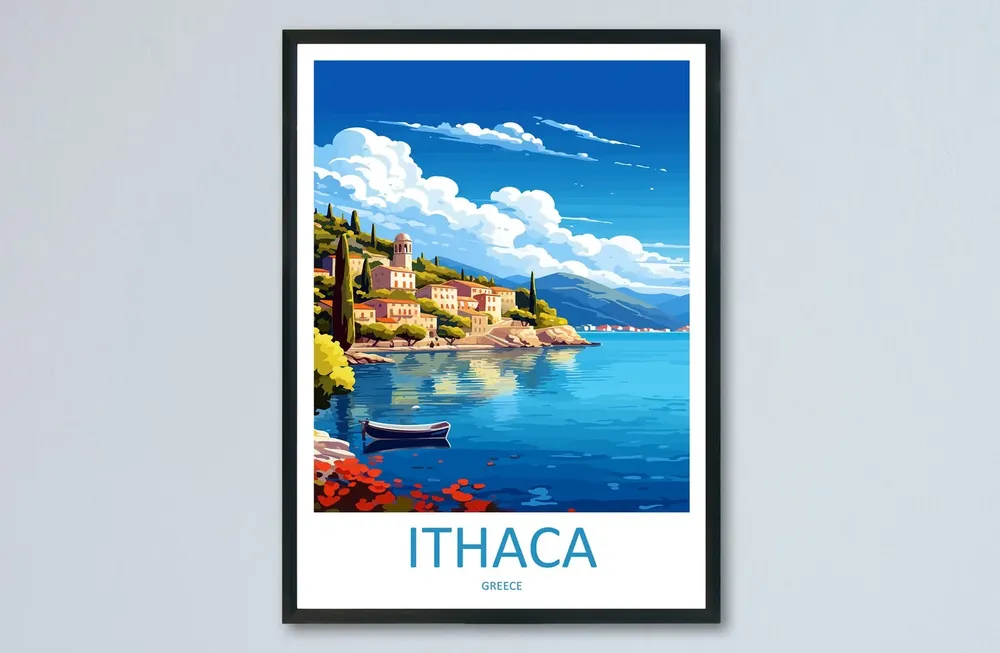Ithaca Travel Poster, Greece Wall Decor