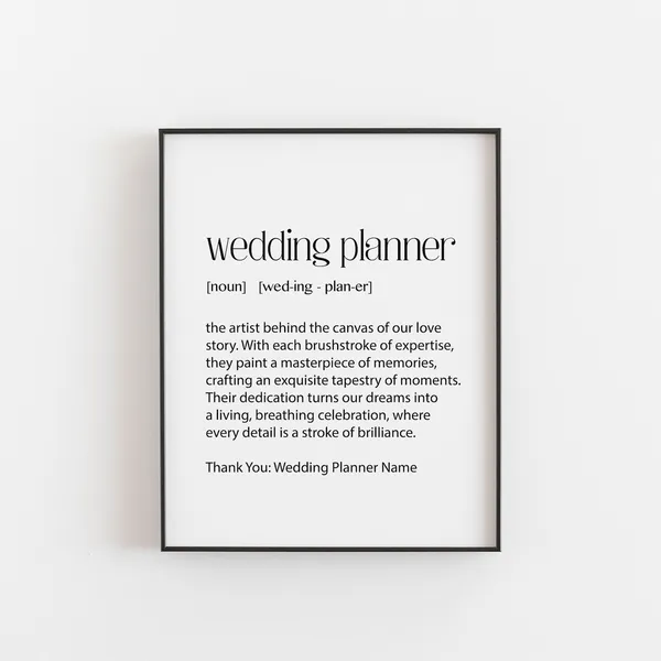 Wedding Planner Gift, Dictionary Style Wall Art Print