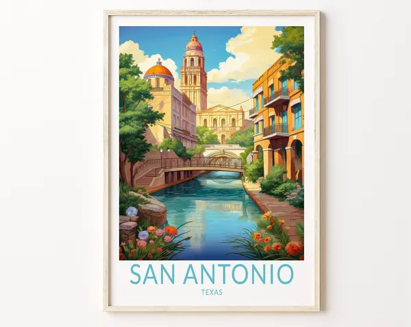 San Antonio Texas Travel Poster, Traveler Home Decor