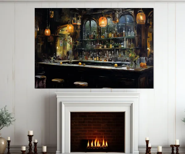 Retro Bar Painting, Vintage Pub Wall Art Print