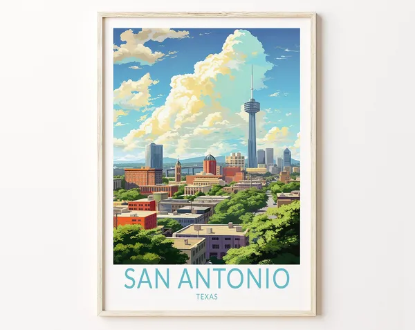 San Antonio Texas Travel Poster, Home Decor