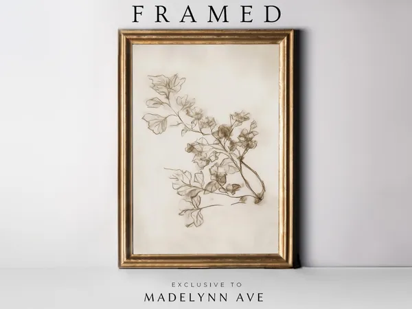 Antique Branch Sketch, Vintage Botanical Art Print