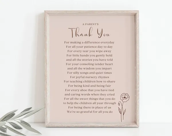 Teacher Thank You Gift, Nursery Appreciation Art Print