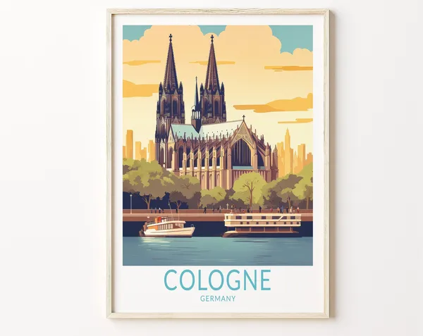 Cologne Travel Poster, Germany Travel Poster Print