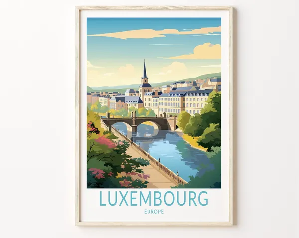 Luxembourg Vintage Travel Poster, Europe Travel Poster