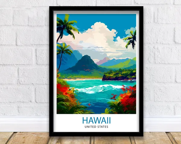 Hawaii Travel Poster, USA Wall Art Print