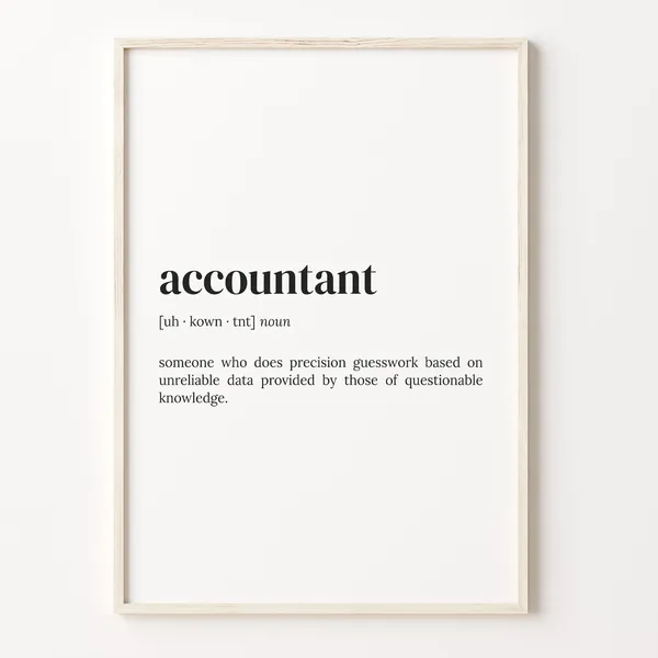 Accountant Definition Dictionary Poster, Quote Art