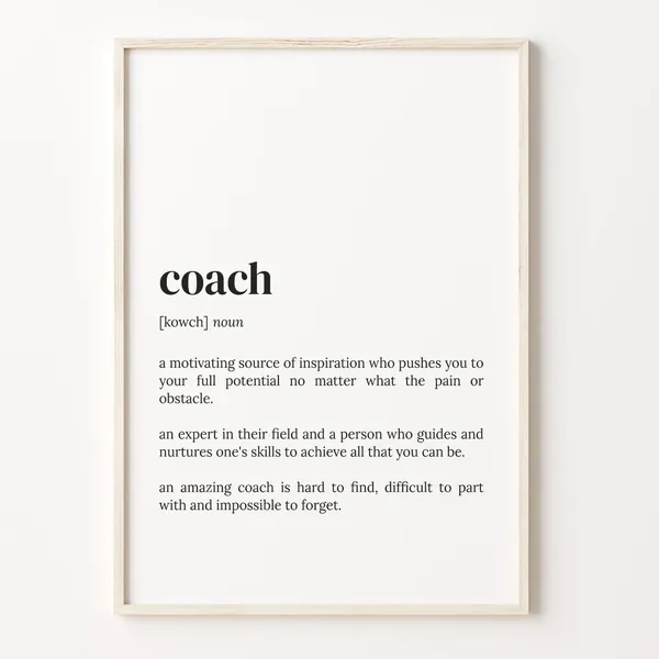 Coach Definition Dictionary Poster Quote Art