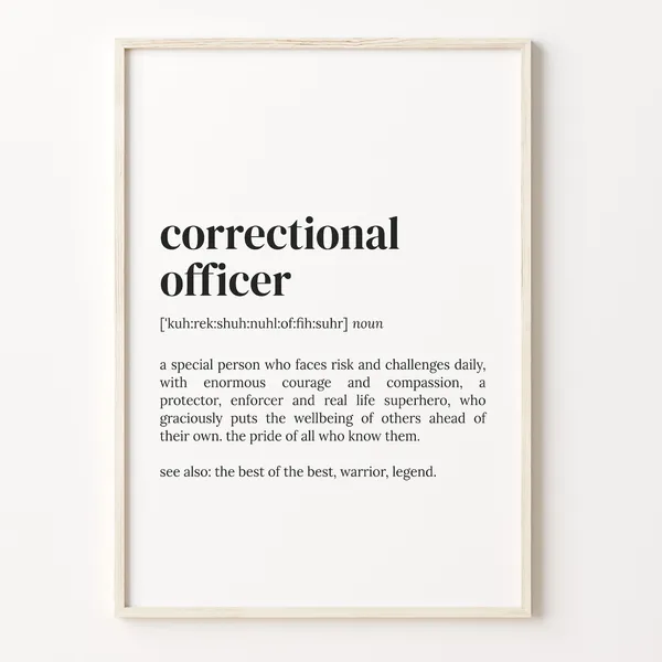 Correctional Officer Definition Poster Quote Print