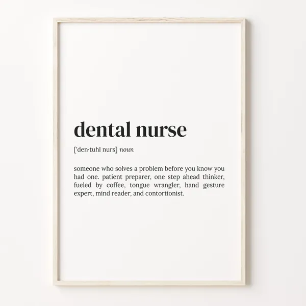Dental Nurse Definition Quote Poster, Funny Typography