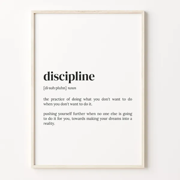 Discipline Definition Art Print, Motivational Quote