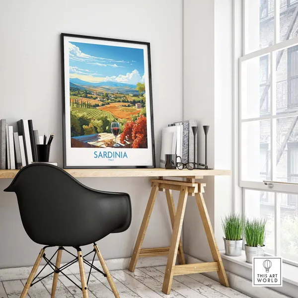 Sardinia Italy Travel Poster, Europe Wall Art