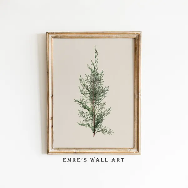 Vintage Tree Branch Art Print, Winter Botanical