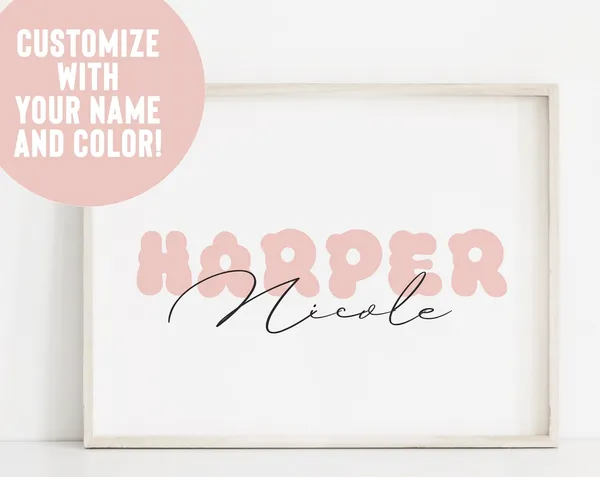 Custom Name Girls Nursery Floral Name Print