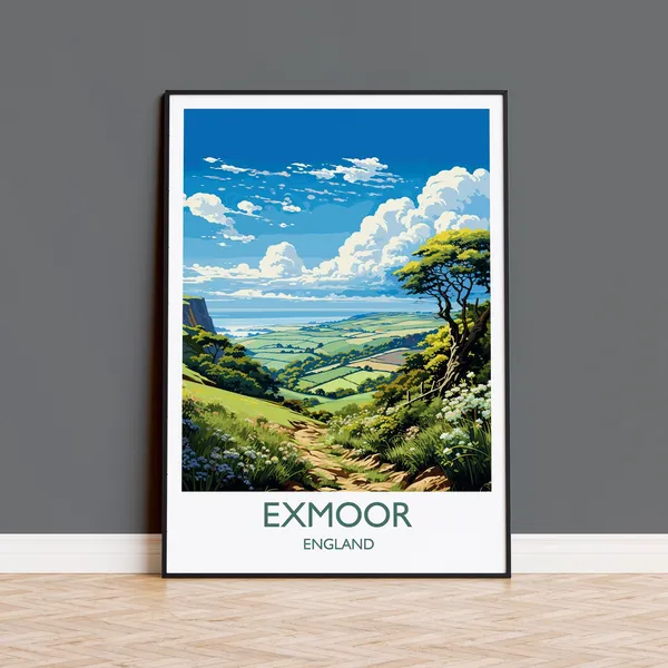 Exmoor Travel Poster, English Countryside Art