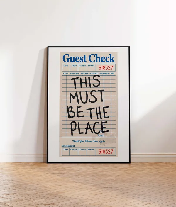 This Must Be The Place Guest Check Retro Bar Poster