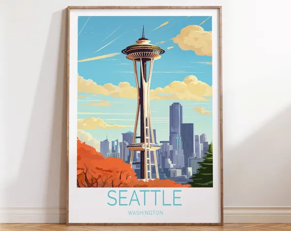 Seattle Travel Poster, Seattle Washington Art Print