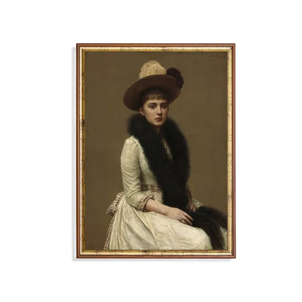 Vintage Woman Portrait, Antique Rustic Art Print