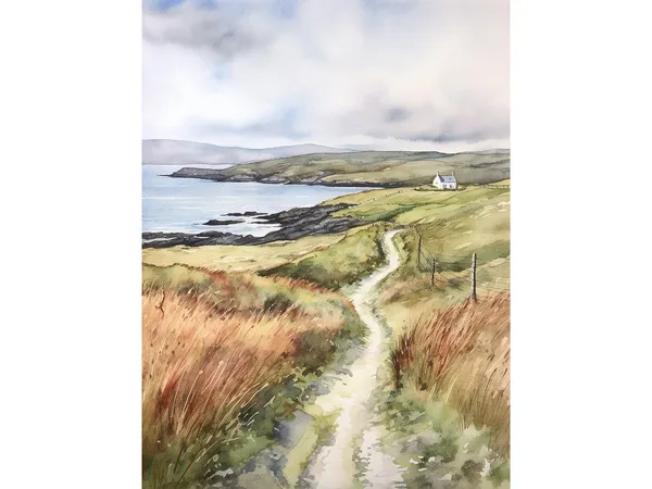 Wild Atlantic Way Ireland Coastal Cottage Art Print