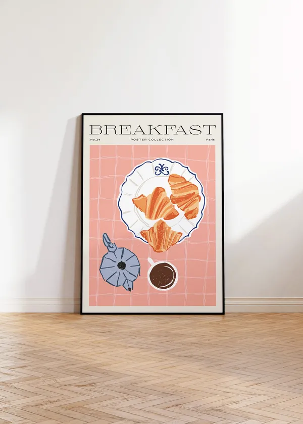 Coffee and Croissant Kitchen Art Print