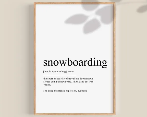 Snowboarding Definition Print, Snowboarder Gift Art