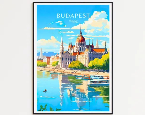 Budapest Vintage Travel Poster, Hungary Travel Poster