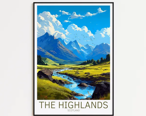 Highlands Travel Poster Scotland Vintage Poster