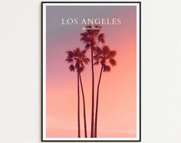 Los Angeles Travel Poster, Palm Trees Art Print