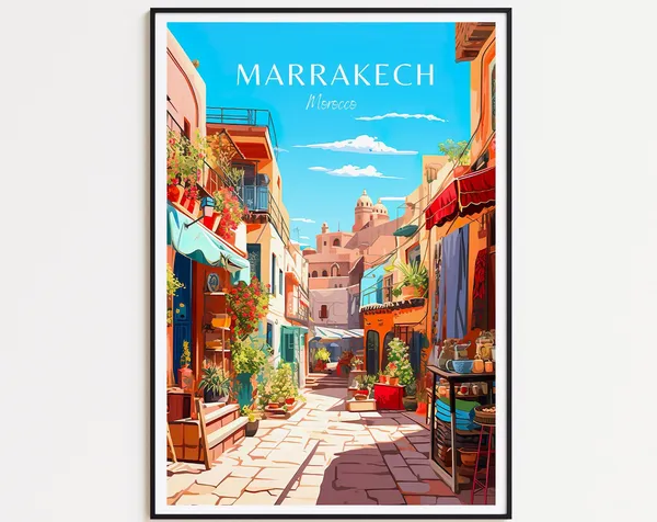 Marrakech Travel Poster, Morocco Wall Art Print