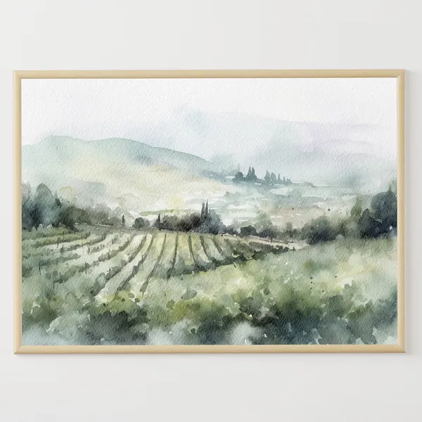 Napa Valley Watercolor Landscape, California Travel Poster
