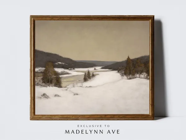 Vintage Winter Countryside Landscape Art Print