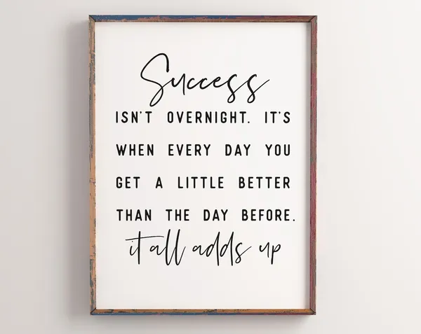 Success Motivational Quote Art Print, Dorm Room Decor