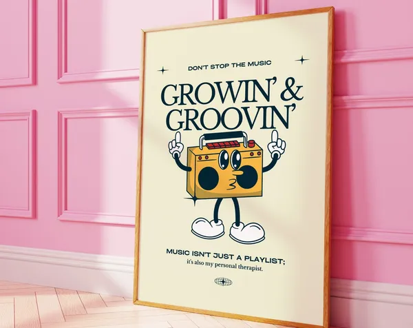 Retro Music Poster, Vintage Radio Record Player