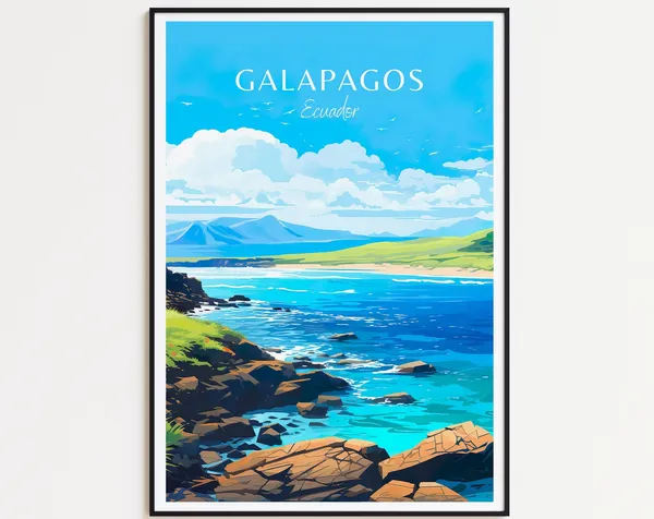 Galapagos Travel Poster, Ecuador Wall Art Print