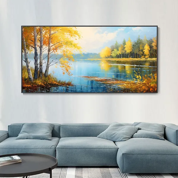 Lake Scenic Impressionist Oil Painting Art Print