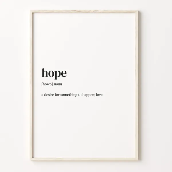Hope Definition Print, Motivational Quote Poster
