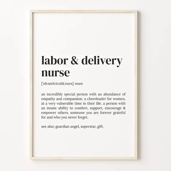 Labor Delivery Nurse Dictionary Quote Art Print