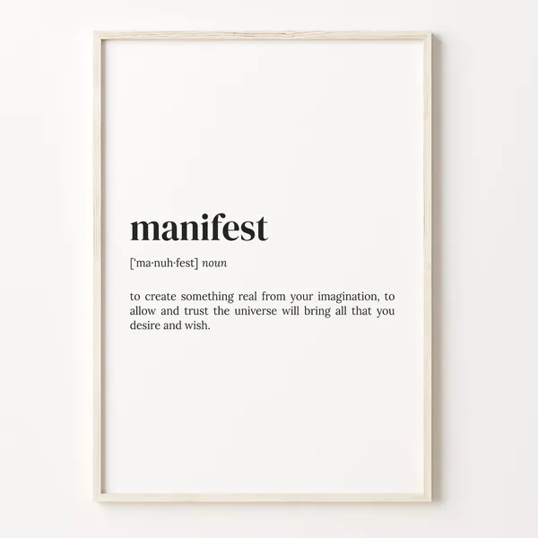 Manifest Definition Quote Poster, Motivational Wall Art