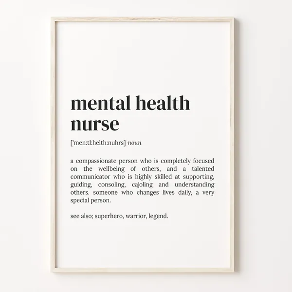 Mental Health Nurse Definition Art Print, Quote Poster