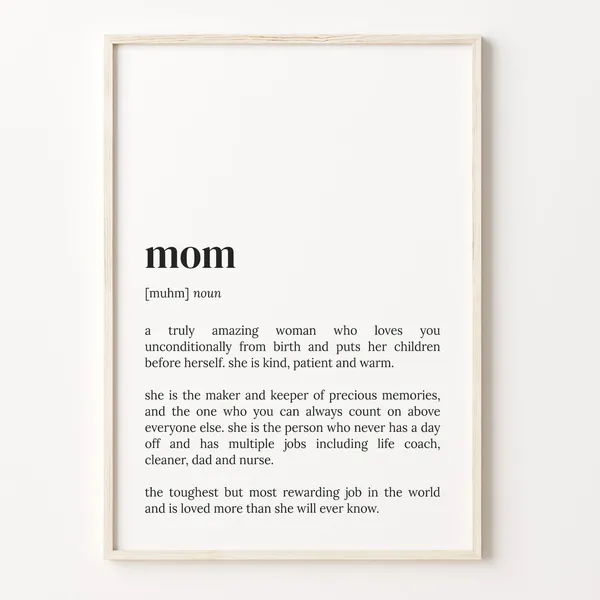 Mom Definition Dictionary Quote Art Print